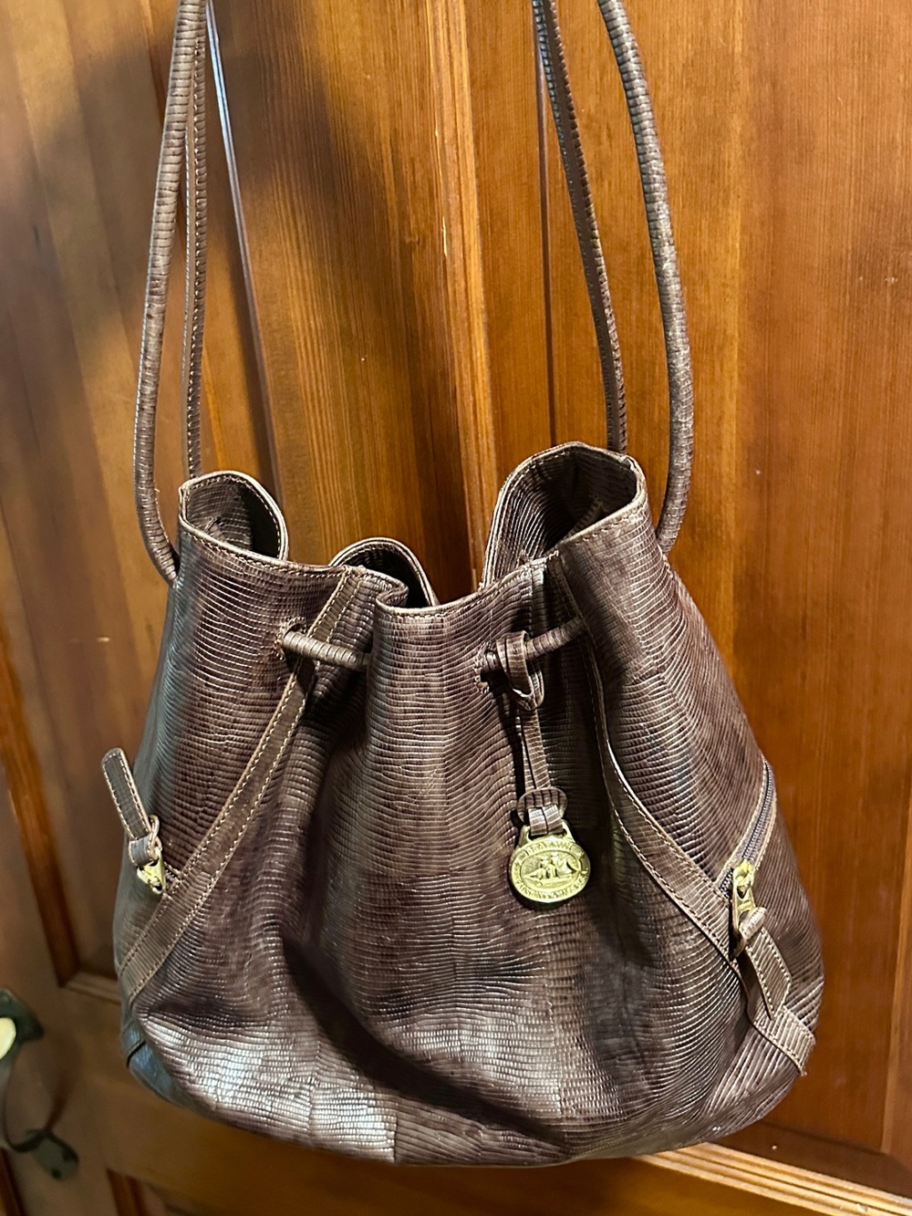 RARE Brahmin Bucket Bag with Lizard Embossed Finish - VINTAGE
